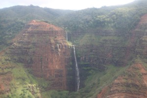 waterfall seen from helicopter 